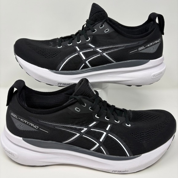 ASICS Gel-Kayano 31 Size 12 Mens Black White Athletic Running Shoes 1011B867